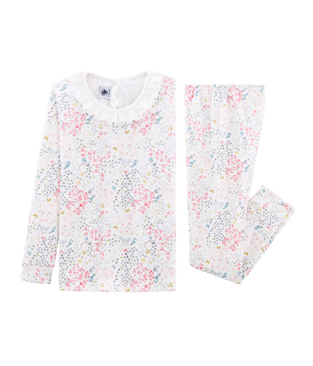 Girls' Snugfit Ribbed Pyjamas white/multicolor