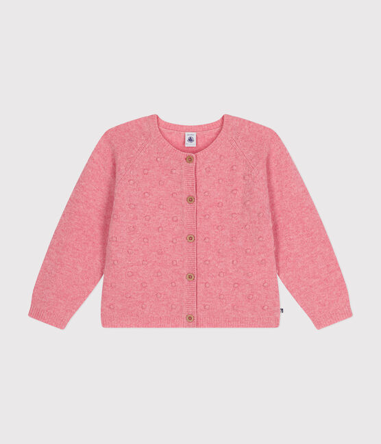 Cardigan containing wool for little girls. ROSELINE CHINE pink