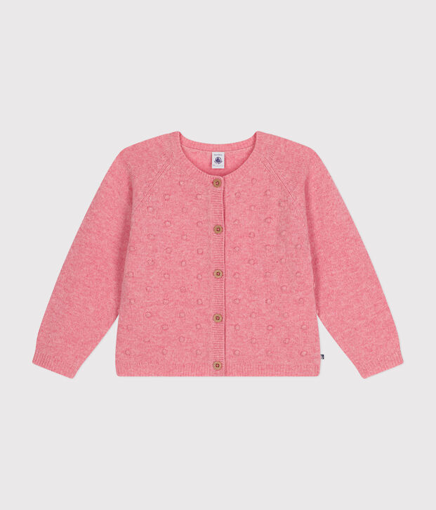 Cardigan containing wool for little girls. pink