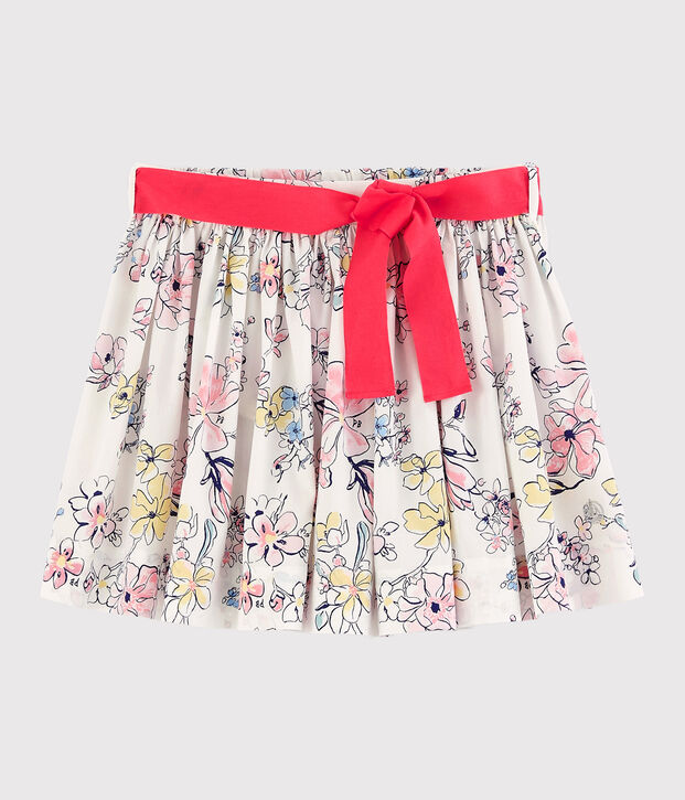 Girls' Poplin Skirt white/multicolor