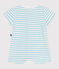 Babies' stripy cotton terry playsuit MARSHMALLOW blue/AQUATIC