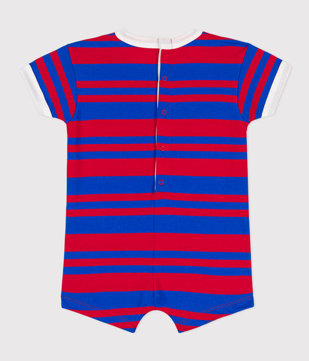 Babies' Striped Jersey Playsuit blue/red