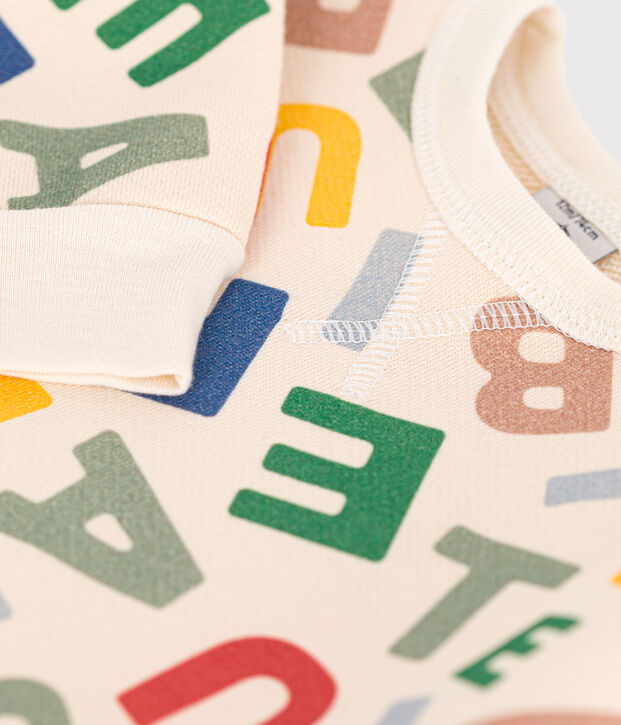 Babies' fleece sweatshirt Ecru/multicolor