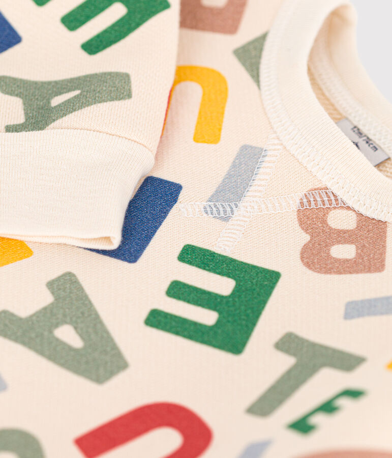 Babies' fleece sweatshirt Ecru/multicolor