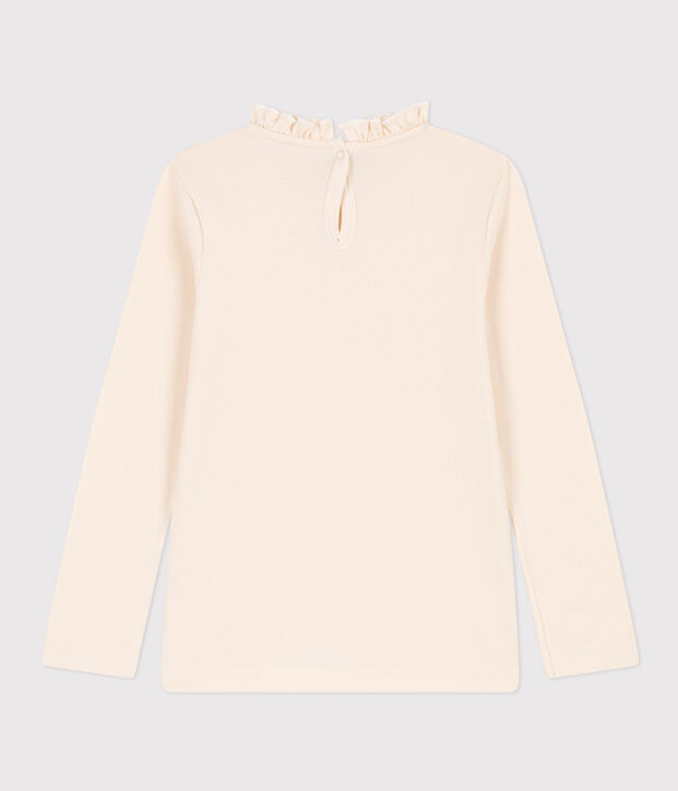 Girls' Long-sleeved Cotton T-Shirt Ecru