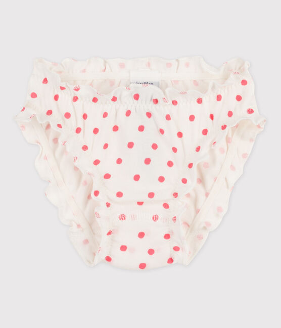 Girls' Cotton Briefs MARSHMALLOW white/GRETEL pink