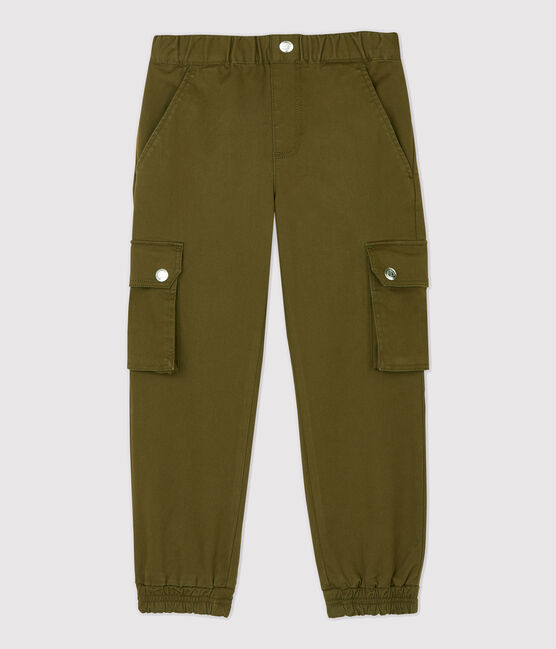 Girls' Cotton Gabardine Cargo Trousers MILITARY green