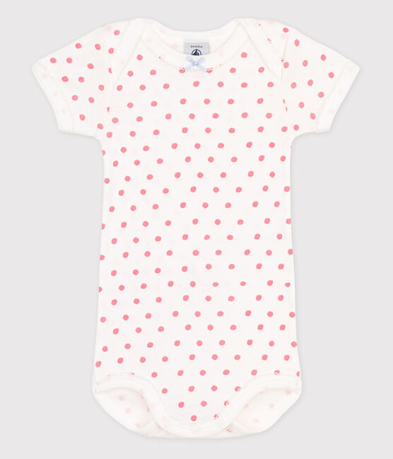 Babies' Short-Sleeved Bodysuit MARSHMALLOW white/GRETEL pink
