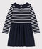 Girls' Long-Sleeved Dual-Material Dress SMOKING blue/ARGENT