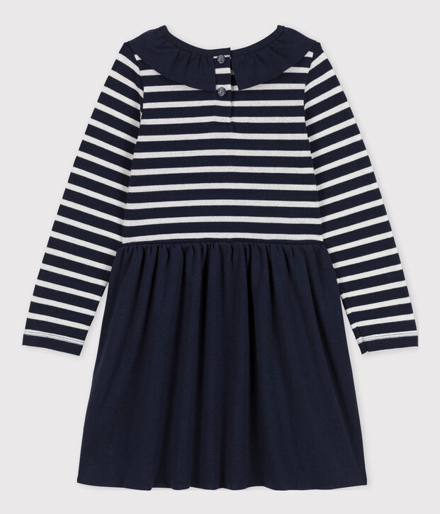Girls' Long-Sleeved Dual-Material Dress blue/grey