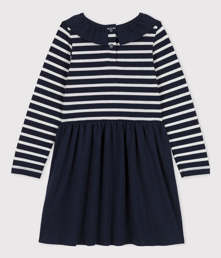 Girls' Long-Sleeved Dual-Material Dress blue/grey