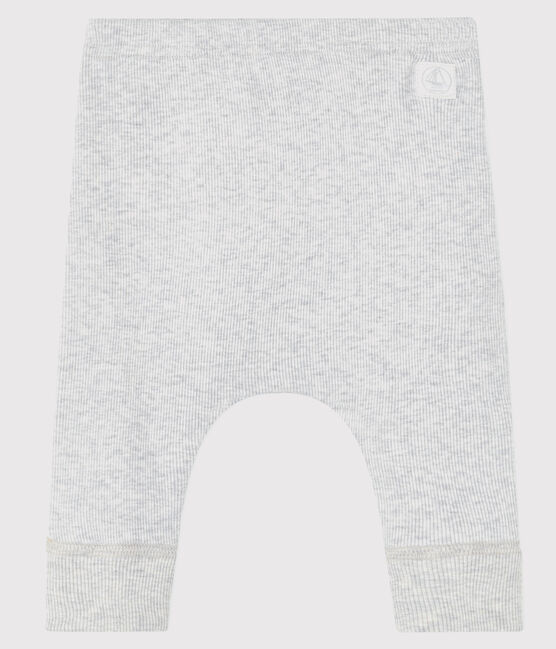 Babies' Organic Cotton 2x2 Rib Knit Leggings BELUGA CHINE grey