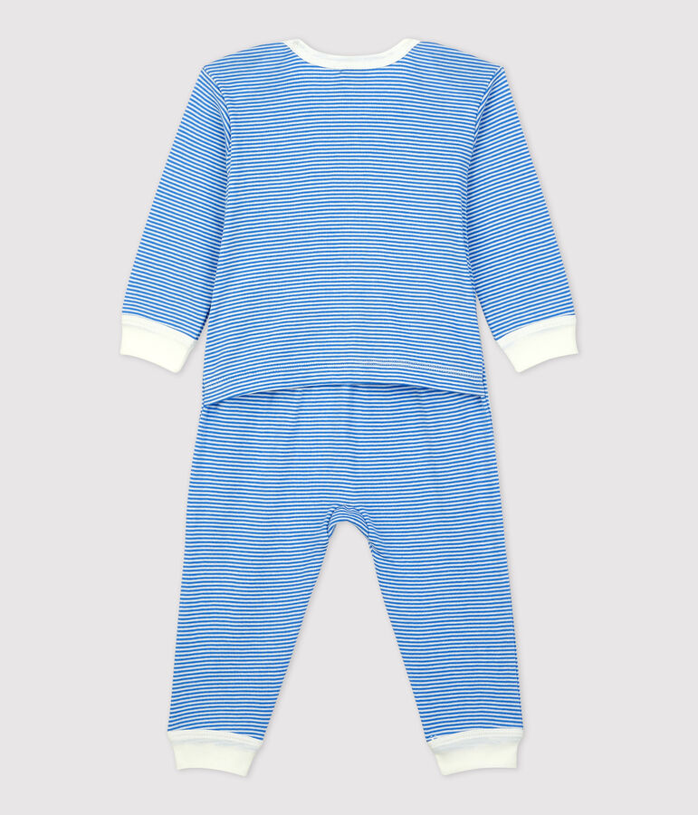 Babies' Footless Organic Cotton Sleepsuit blue/white