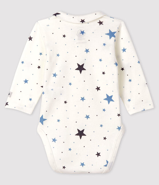 Baby Boys' Ribbed Bodysuit with Collar MARSHMALLOW white/MULTICO white