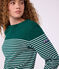Women's cotton Breton T-shirt top green/white