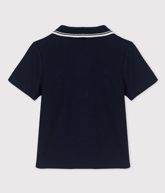Baby Boys' Short-Sleeved Ribbed Polo Shirt SMOKING blue