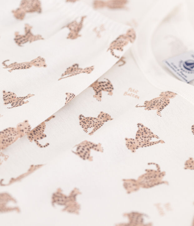 Children's unisex short-sleeved leopard print cotton pyjamas white/multicolor
