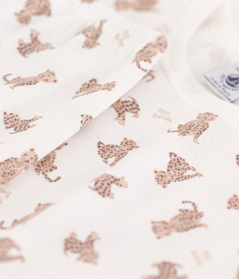 Children's unisex short-sleeved leopard print cotton pyjamas white/multicolor
