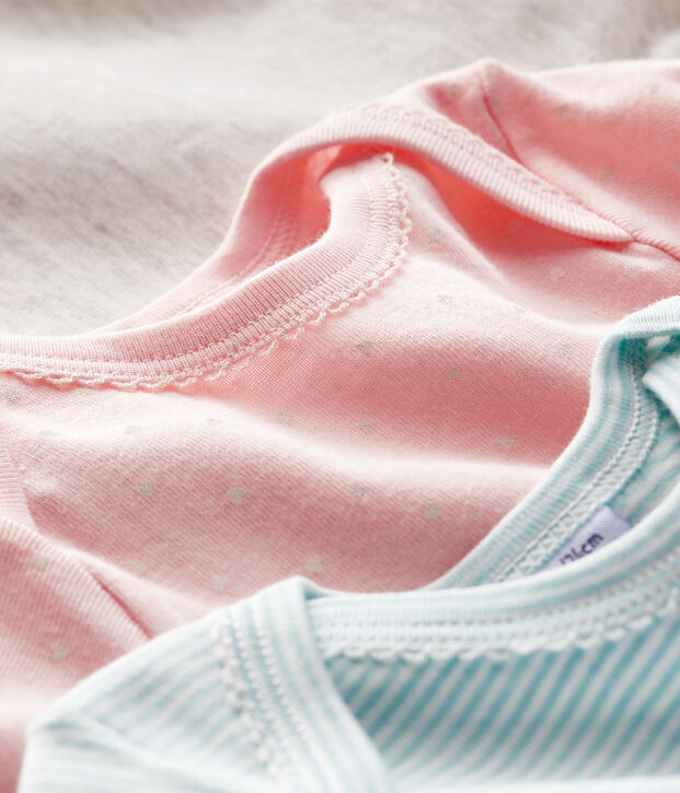 Baby girls' long-sleeved bodysuit - Set of 3 multicolor