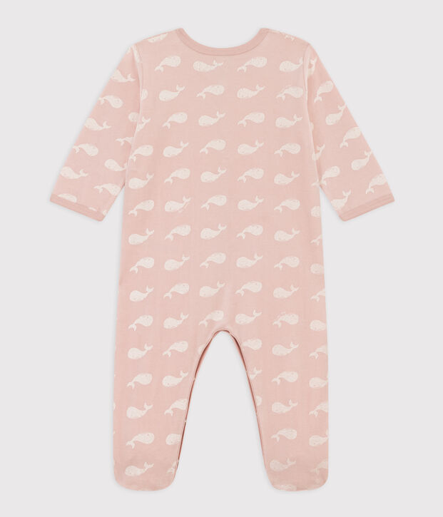 Velour Pink Whale Sleepsuit pink/white