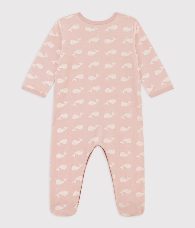 Velour Pink Whale Sleepsuit pink/white