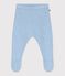 Babies' trousers in a wool and cotton knit FLO blue