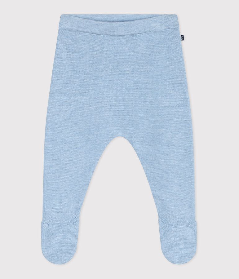 Babies' trousers in a wool and cotton knit FLO blue