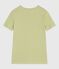 Women's short-sleeved stripy cotton T-shirt MOSS green/MARSHMALLOW