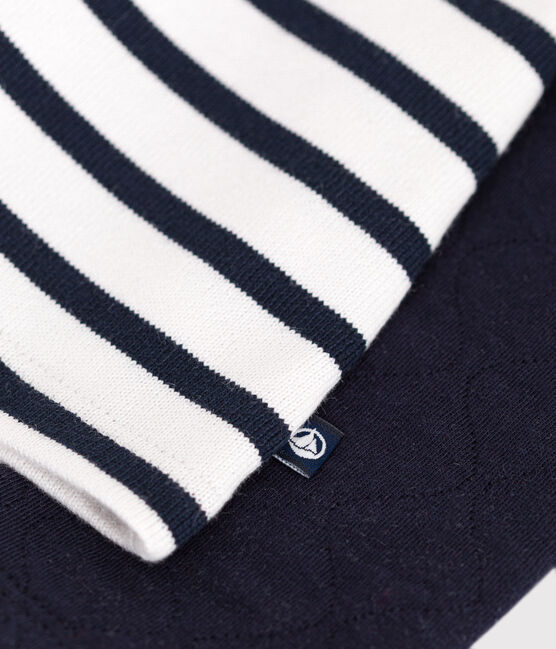 Babies' long-sleeved tube knit dress SMOKING blue/MARSHMALLOW white
