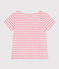 Girls' Stripy Slub Jersey T-shirt AVALANCHE /SHOCKING