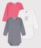 Stripy Long-Sleeved Organic Cotton Bodysuits - 3-Pack variante 1