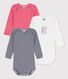 Stripy Long-Sleeved Organic Cotton Bodysuits - 3-Pack