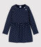 Girls' Long-Sleeved Fleece Dress SMOKING blue/MARSHMALLOW white