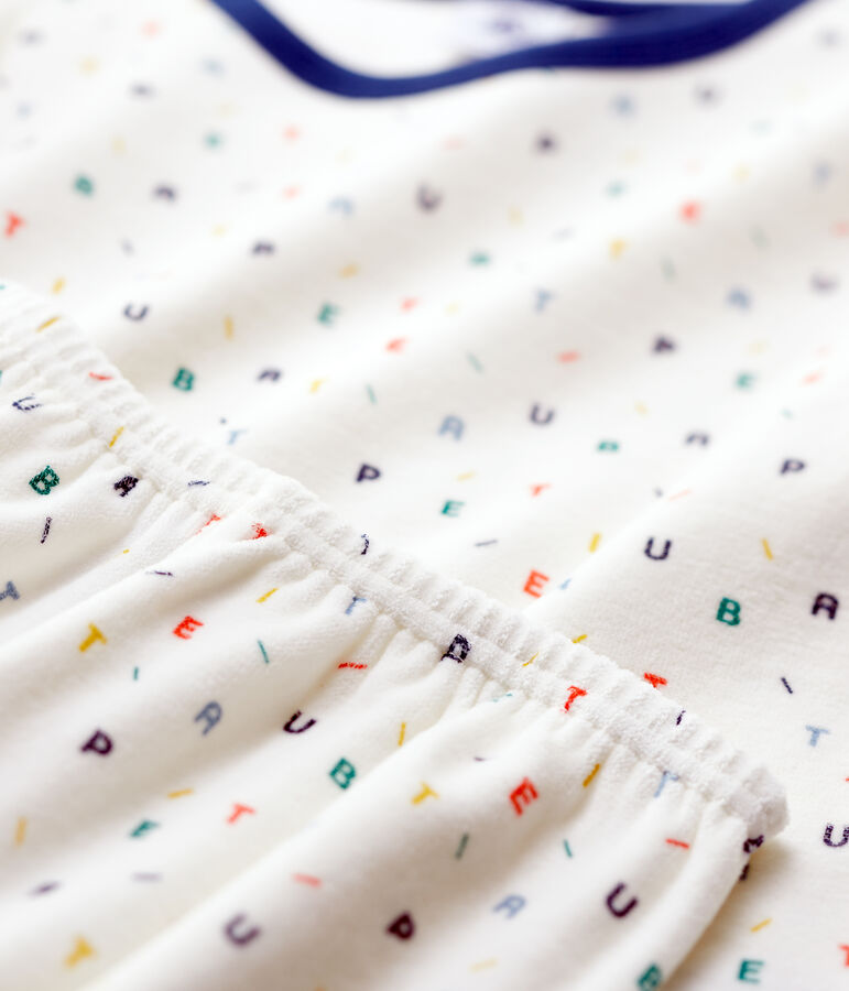 Multicoloured Letter Print Velour Pyjamas white/multicolor