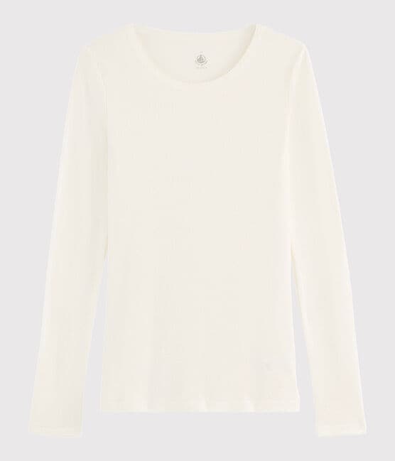 Women's wool and cotton blend T-shirt MARSHMALLOW white