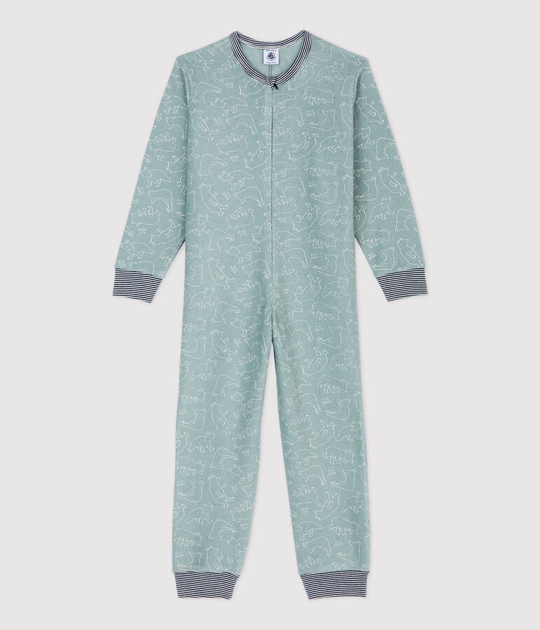 Unisex Bear Brushed Terry Towelling Jumpsuit SEDUMBLUE /MARSHMALLOW