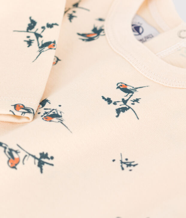Babies' Patterned Long-Sleeved Jersey T-Shirt Ecru/multicolor