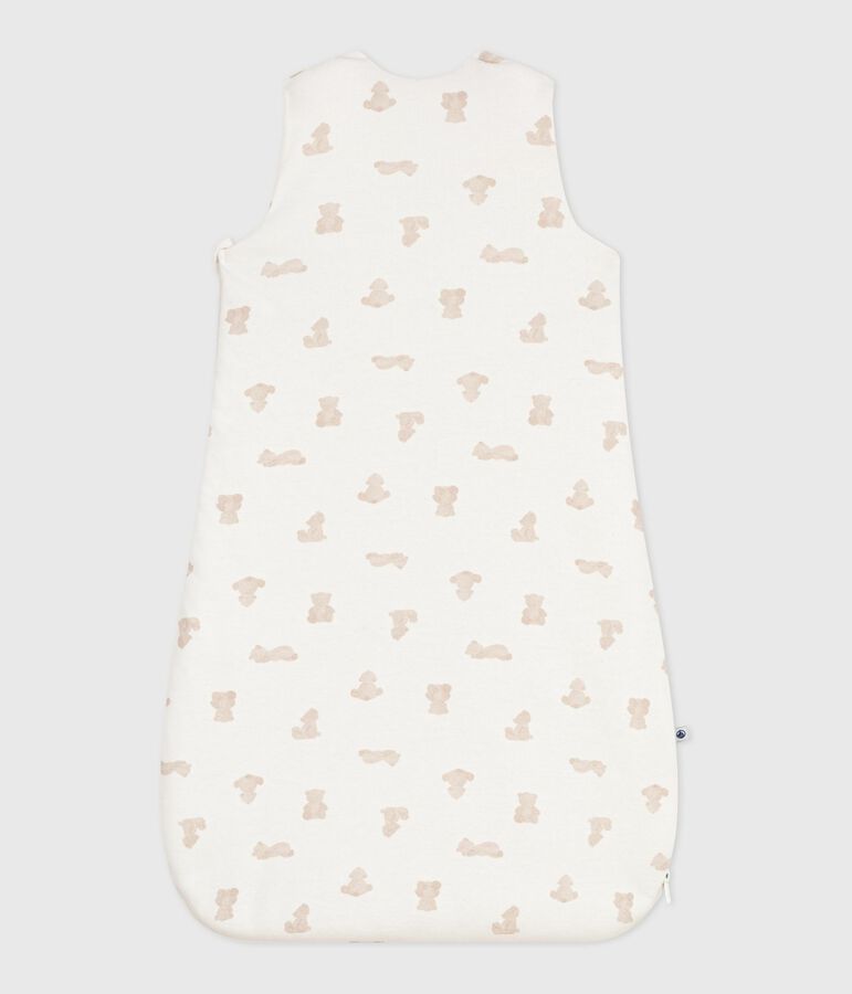 Babies' 2 TOG bear-print cotton sleeping bag white/BRUN