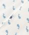 Babies' footless whale-print cotton bodyjama MARSHMALLOW /ADRIATIC
