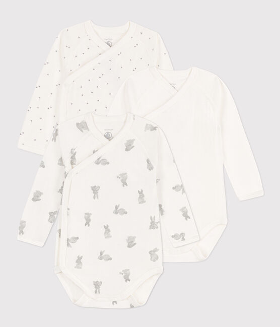Long-Sleeved Wrapover Rabbit Themed Cotton Bodysuits - 3-Pack variante 1