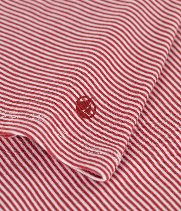 Women's stripy cotton rollneck top red/white