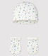 Newborn Babies' Bonnet and Mittens Set in Rib Knit