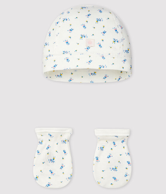 Newborn Babies' Bonnet and Mittens Set in Rib Knit variante 1