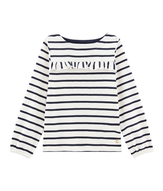 Girls' T-Shirt COQUILLE beige/SMOKING blue
