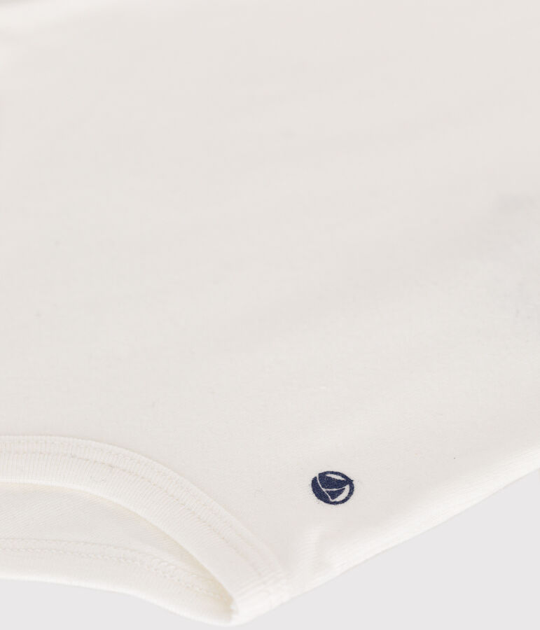 Babies' Short-Sleeved Cotton Bodysuit with Polo Shirt Collar white