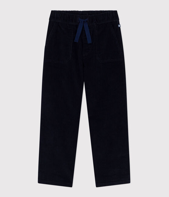 Children's straight plain corduroy trousers SMOKING blue