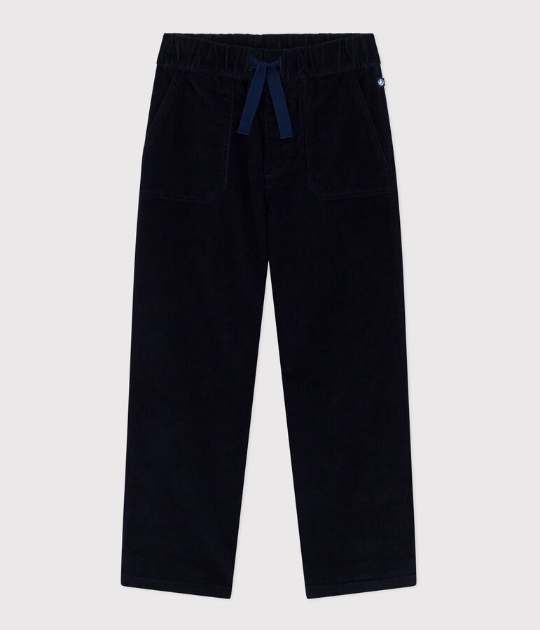 Children's straight plain corduroy trousers blue