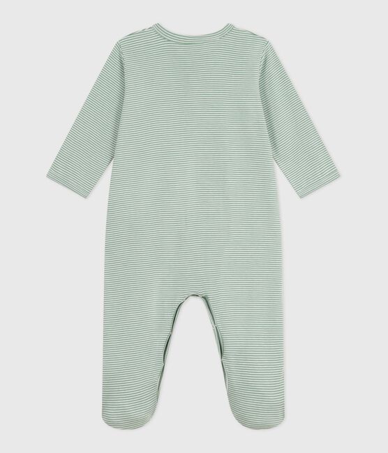 Babies' pinstriped cotton pyjama suit SAULE /MARSHMALLOW