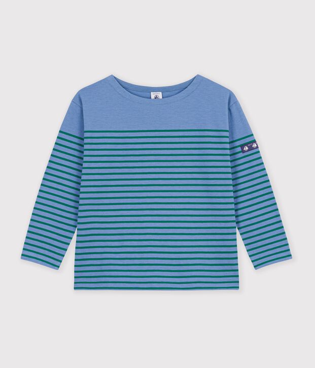 Children's cotton Breton top blue/green