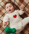 Babies' Wool/Cotton Heart Patterned Knit 2-Piece Outfit MARSHMALLOW red/CORRIDA white
